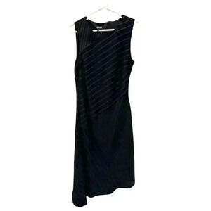 DKNY Navy and White Striped Asymmetric Sleeveless Hem Dress Size 8, NWT